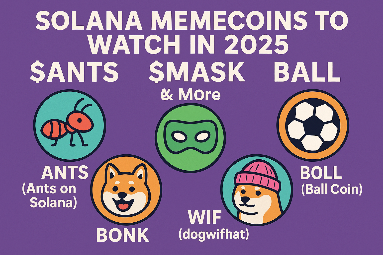Solana Memecoins to Watch in 2025: $ANTS, $MASK, $BALL & More