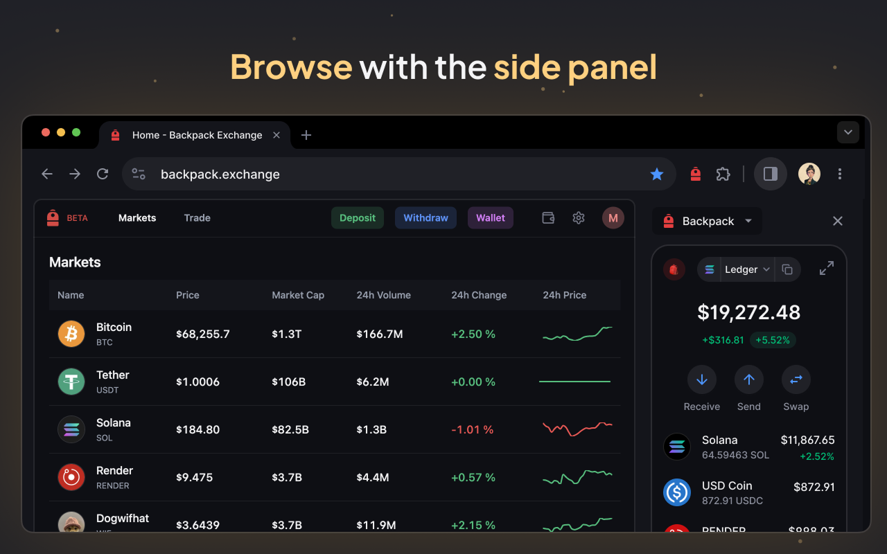 Backpack wallet security features screenshot