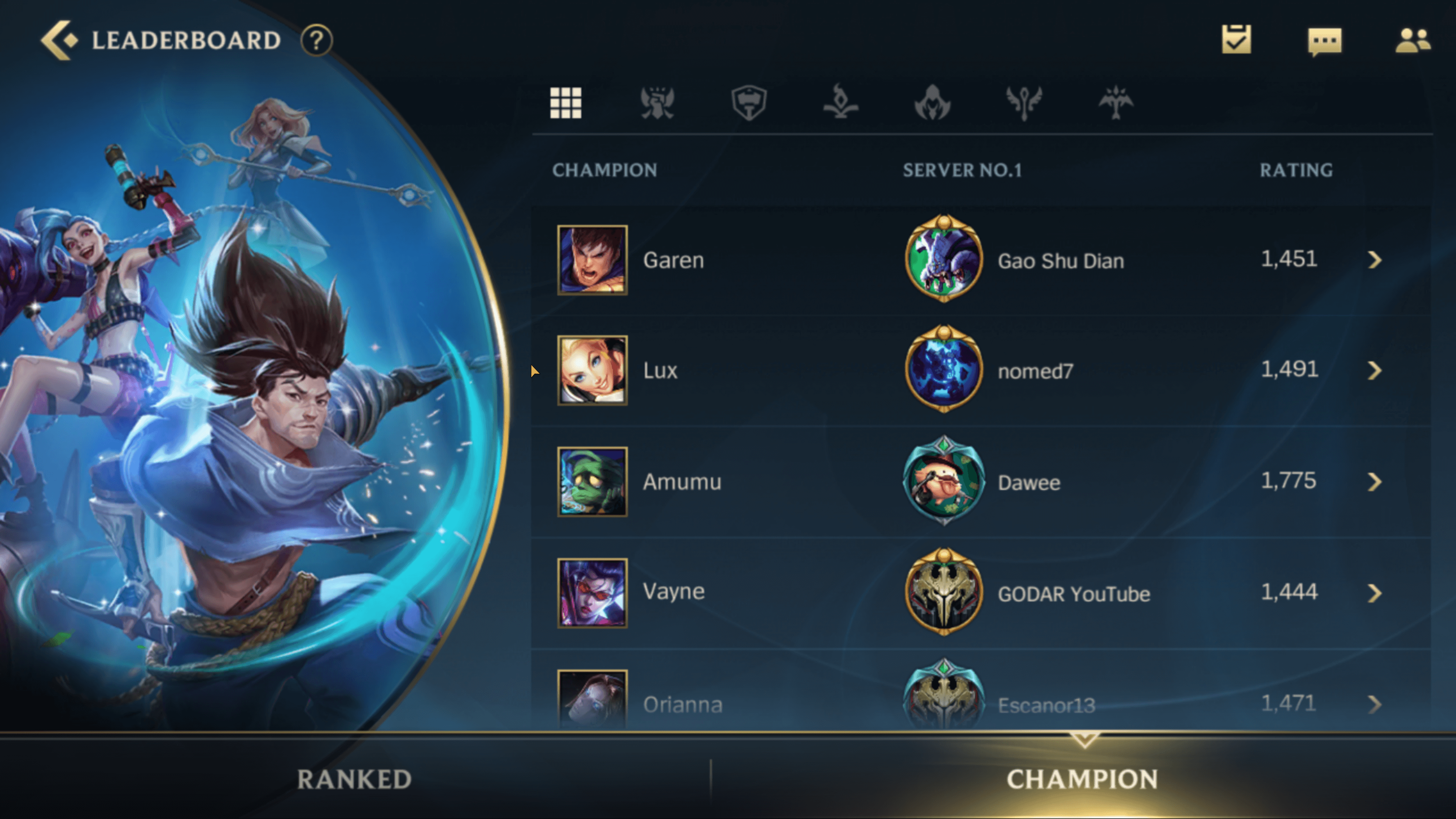 gaming leaderboard screenshot