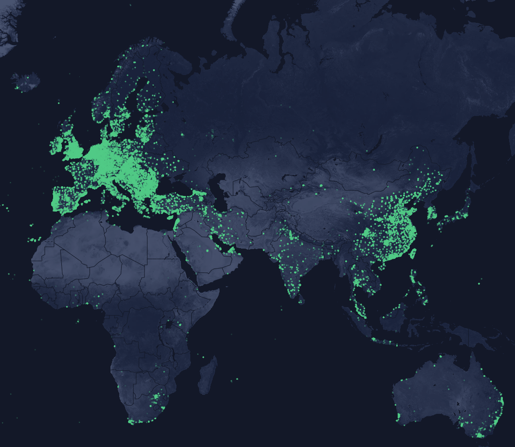 Helium Network decentralized hotspots map